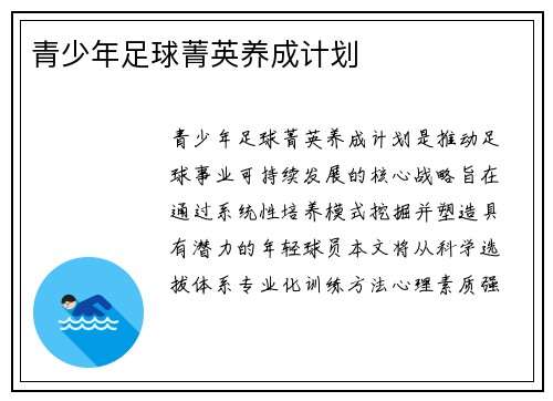 青少年足球菁英养成计划