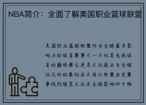 NBA简介：全面了解美国职业篮球联盟